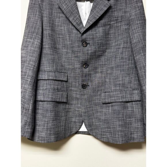 PLAN C Wool/Cotton Three Button Blazer, Melange Blk/Wht, Sz IT 40 - Picture 4 of 13